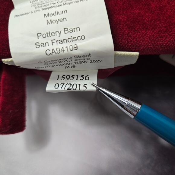 Pair Pottery Barn Christmas Stocking Dark Red Quilted Channel Velvet Medium 2015 - Picture 9 of 13